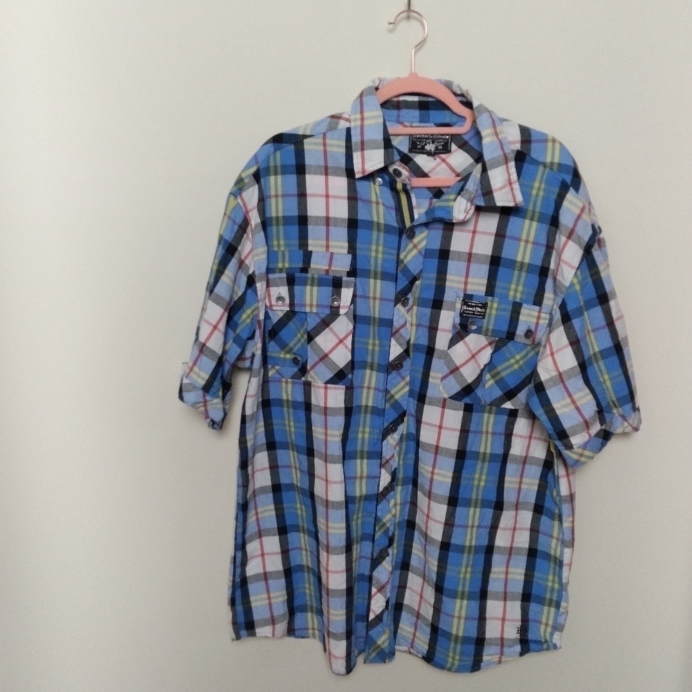 Denim & Rivets Clothing Company Madras Plaid 100% Cotton Button Down Shirt XL